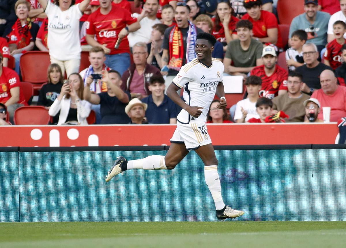 La felicidad de Tchouaméni tras su misil que terminó en el arco del Mallorca.