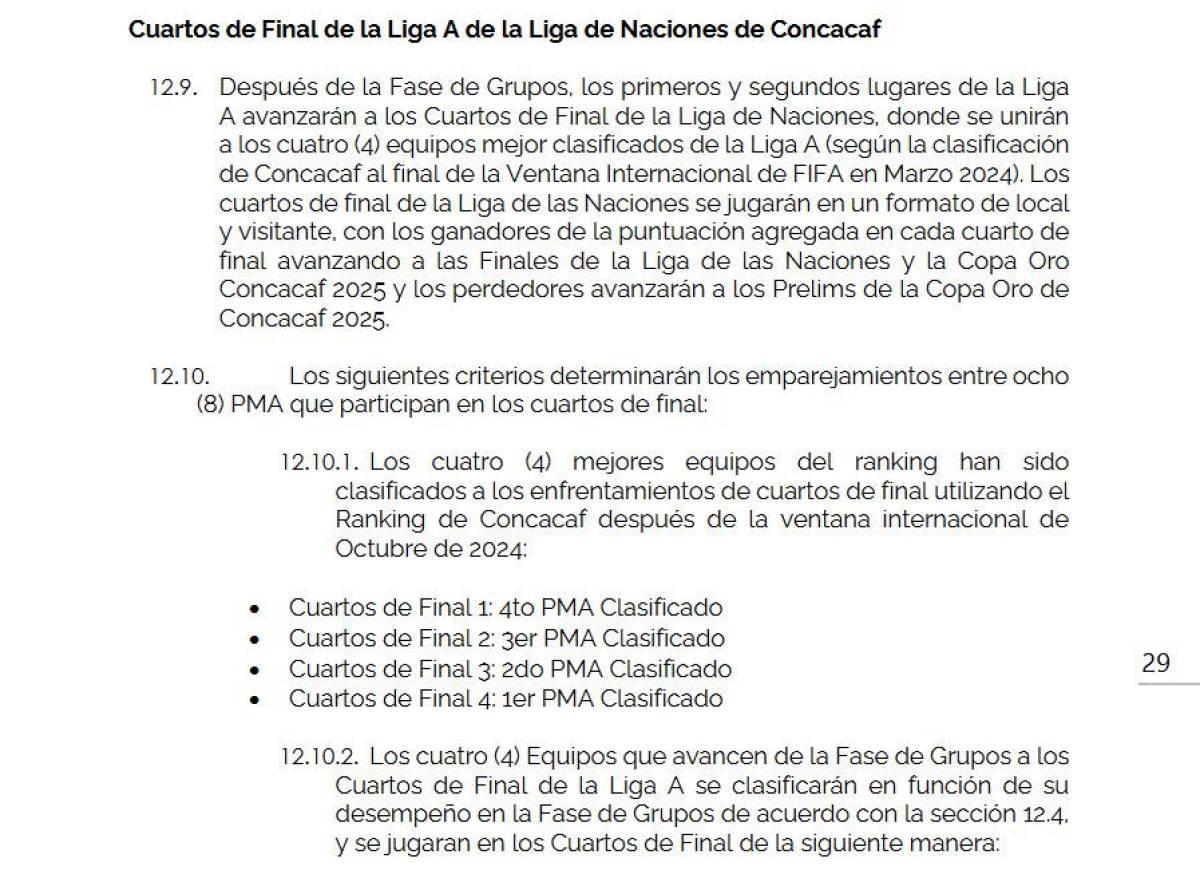 Los cruces de los cuartos de final de la Nations League de Concacaf, según reglamento.