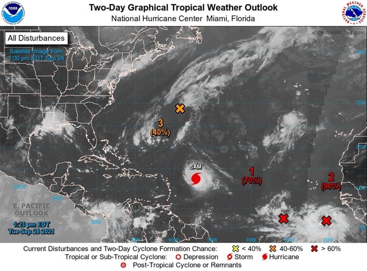 Sam se fortalece y se convierte nuevamente en un peligroso huracán categoría 4