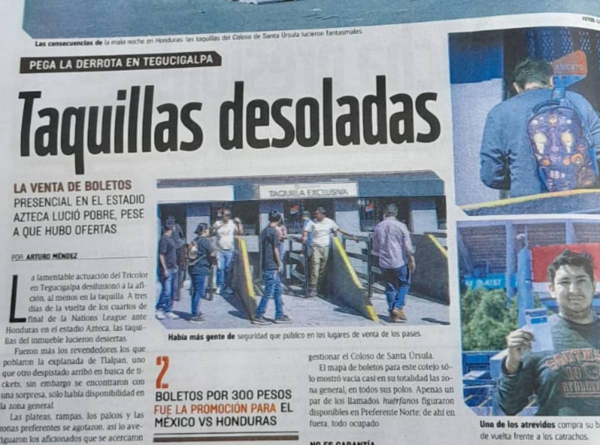 Prensa mexicana señala que hay poco movimiento para la venta de boletos de cara al México vs Honduras.