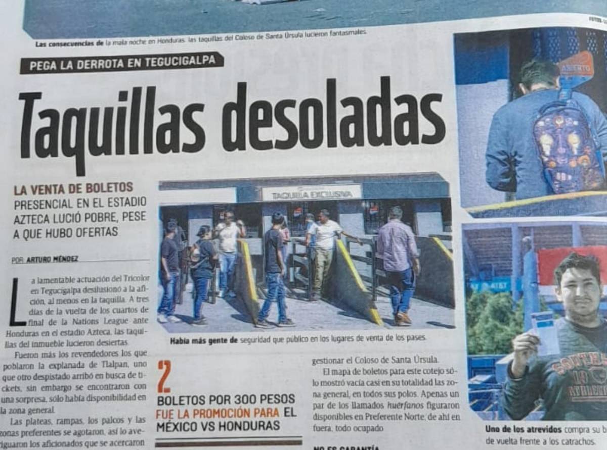 Prensa mexicana señala que hay poco movimiento para la venta de boletos de cara al México vs Honduras.