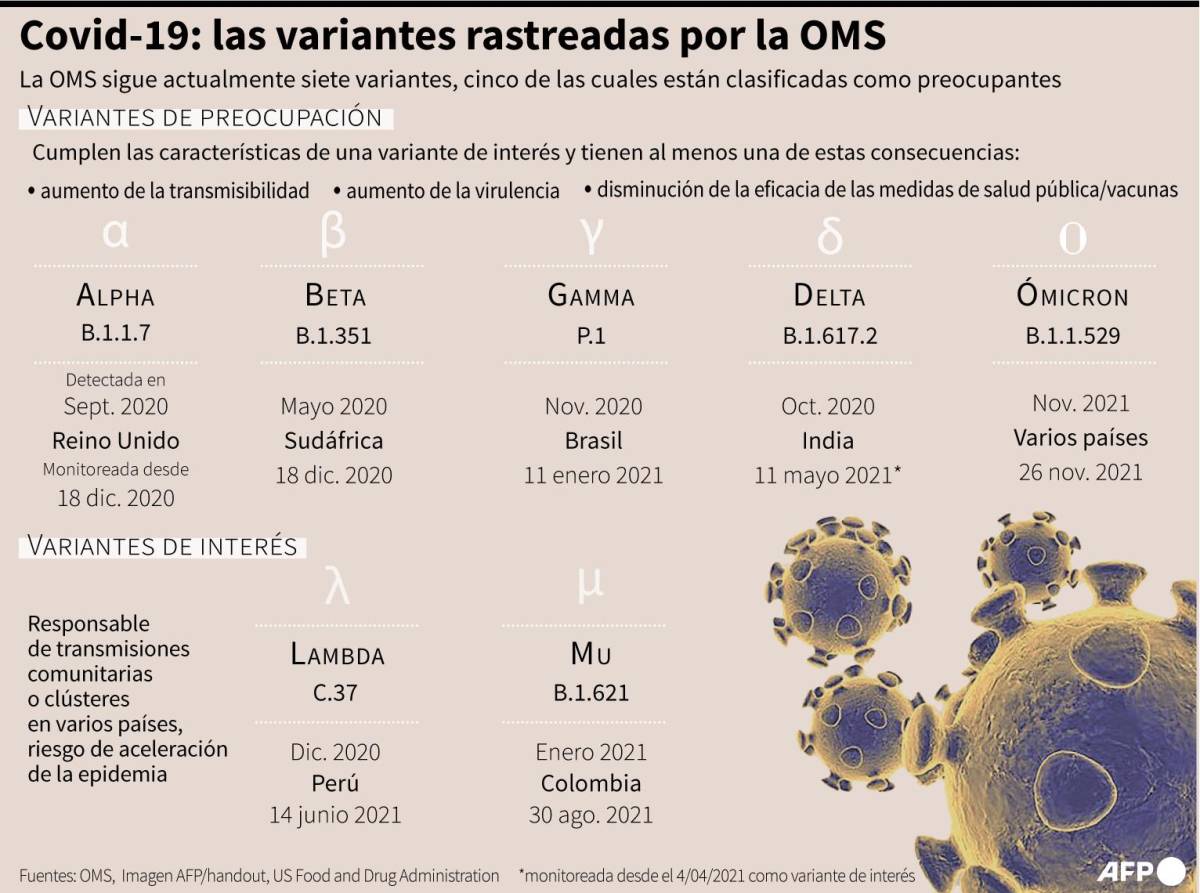 Todas las variantes del covid 19 detectadas hasta la fecha.