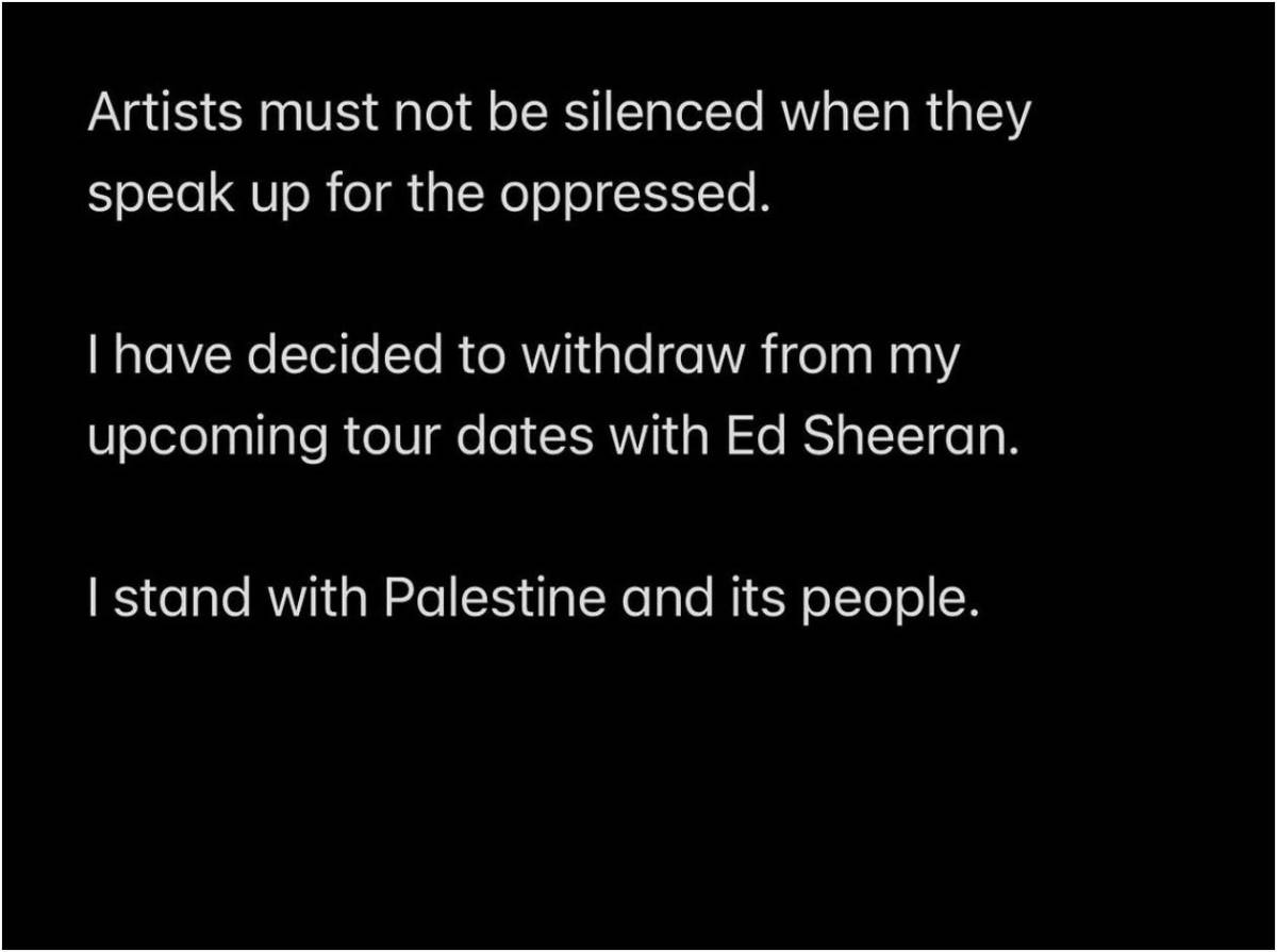 Cuatro artistas abandonan la gira de Ed Sheeran, ¿qué está pasando?