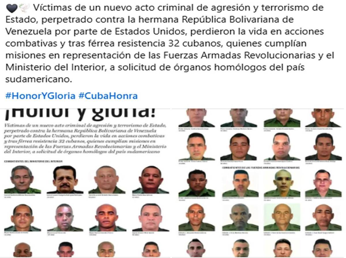 Los rostros de los 32 militares cubanos muertos en ataque de EEUU en Venezuela