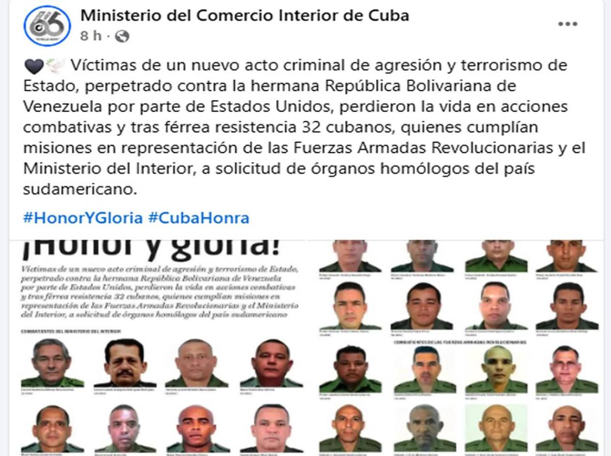 Los rostros de los 32 militares cubanos muertos en ataque de EEUU en Venezuela