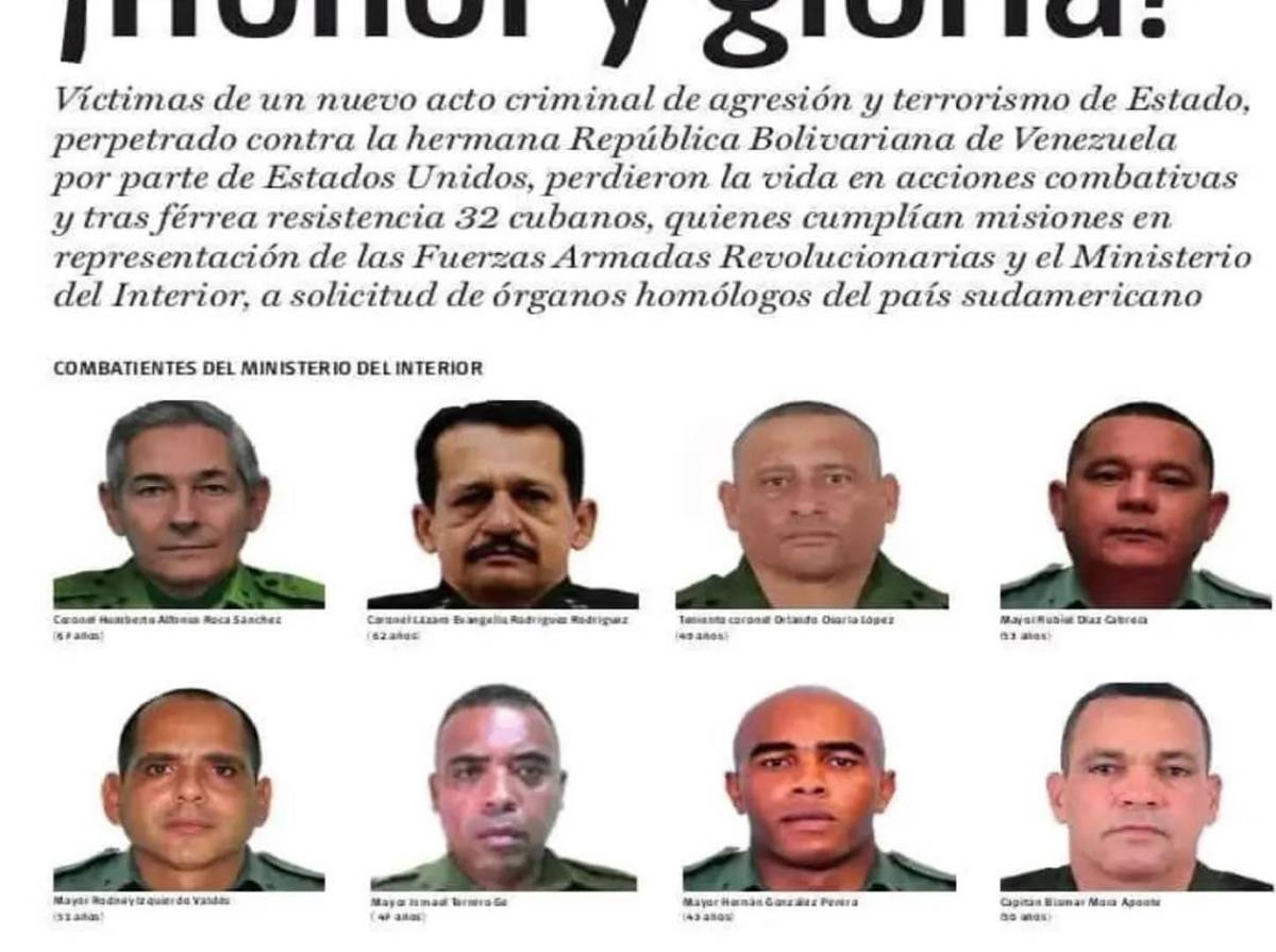 Los rostros de los 32 militares cubanos muertos en ataque de EEUU en Venezuela