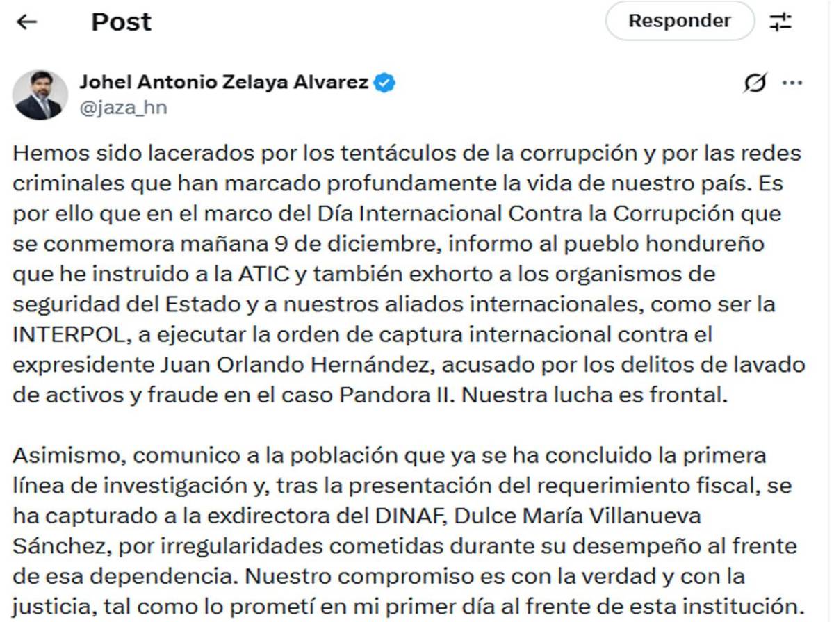 ¿Cuáles son los delitos por los que tiene orden de captura Juan Orlando Hernández?