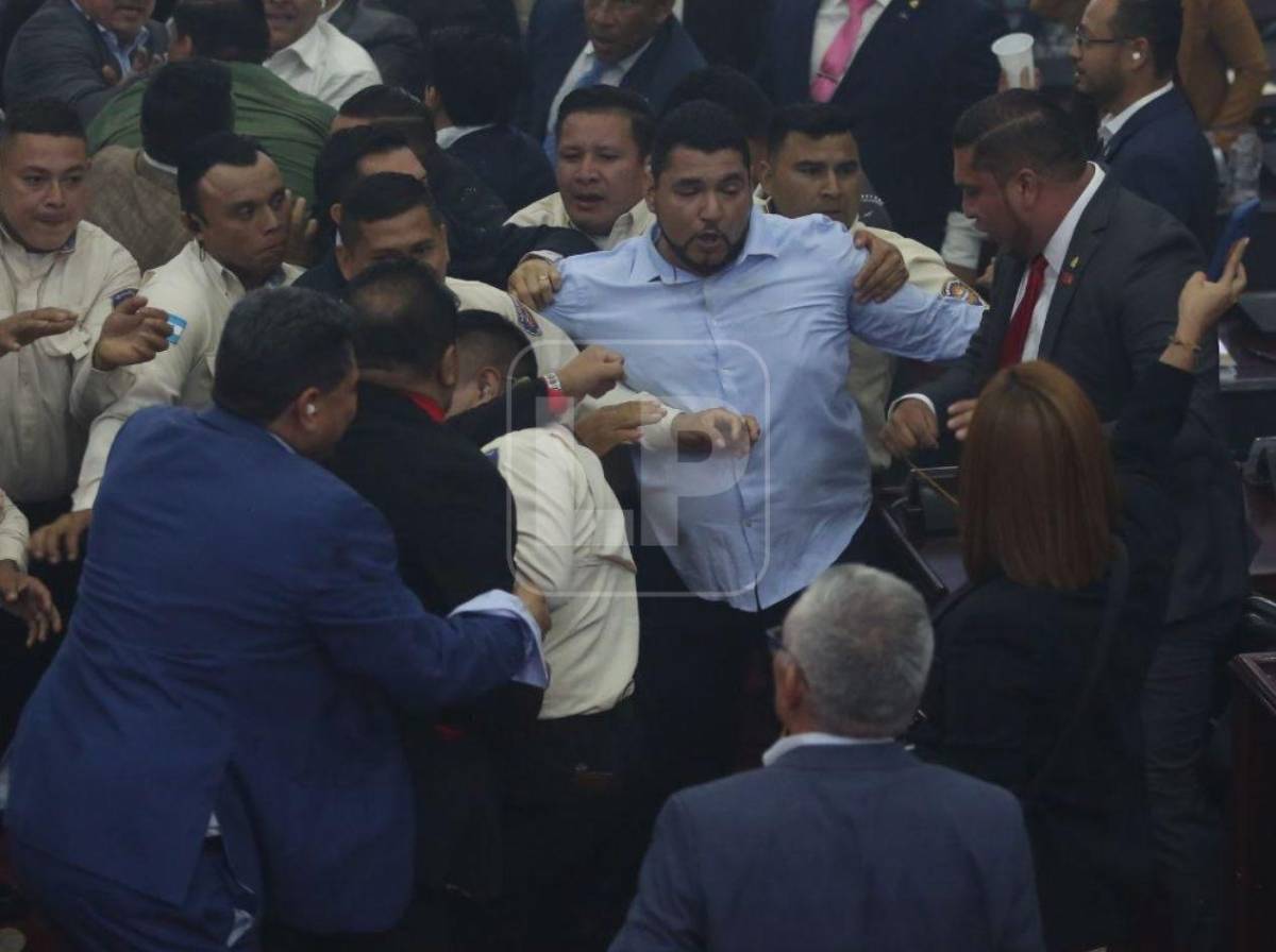 Empujones y cohetes: lo que no se vio del zafarrancho en el Congreso Nacional