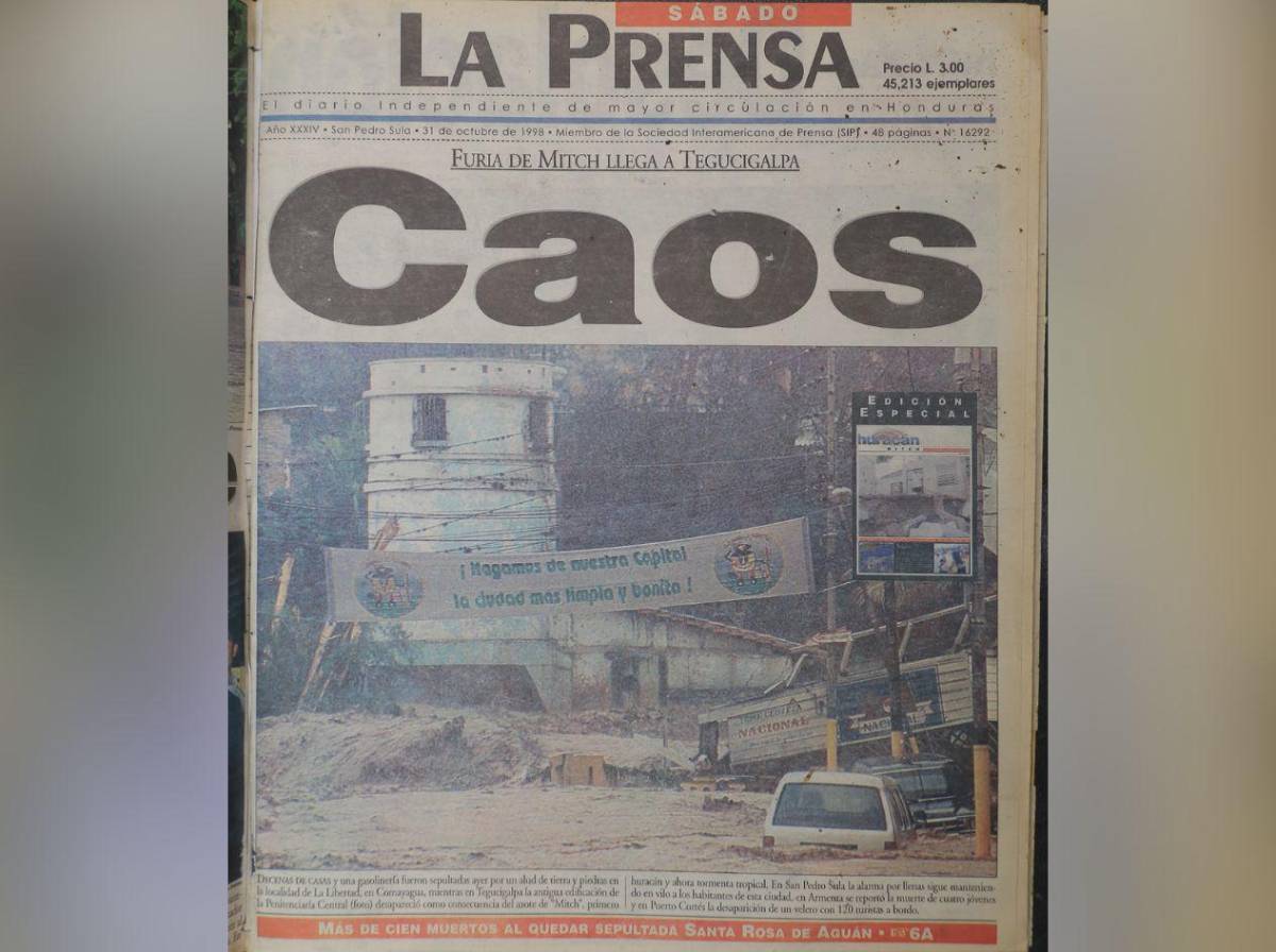 Las históricas portadas de LA PRENSA sobre la tragedia del huracán Mitch en Honduras en 1998