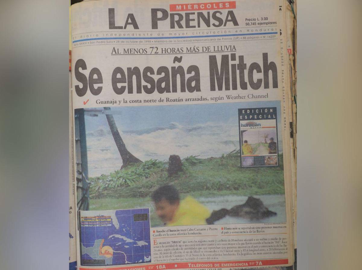 Las históricas portadas de LA PRENSA sobre la tragedia del huracán Mitch en Honduras en 1998