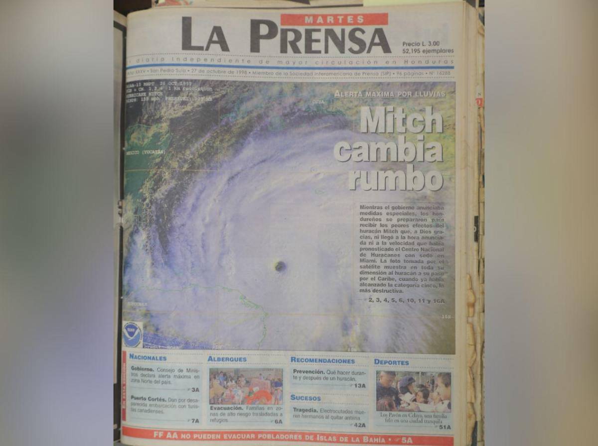 Las históricas portadas de LA PRENSA sobre la tragedia del huracán Mitch en Honduras en 1998