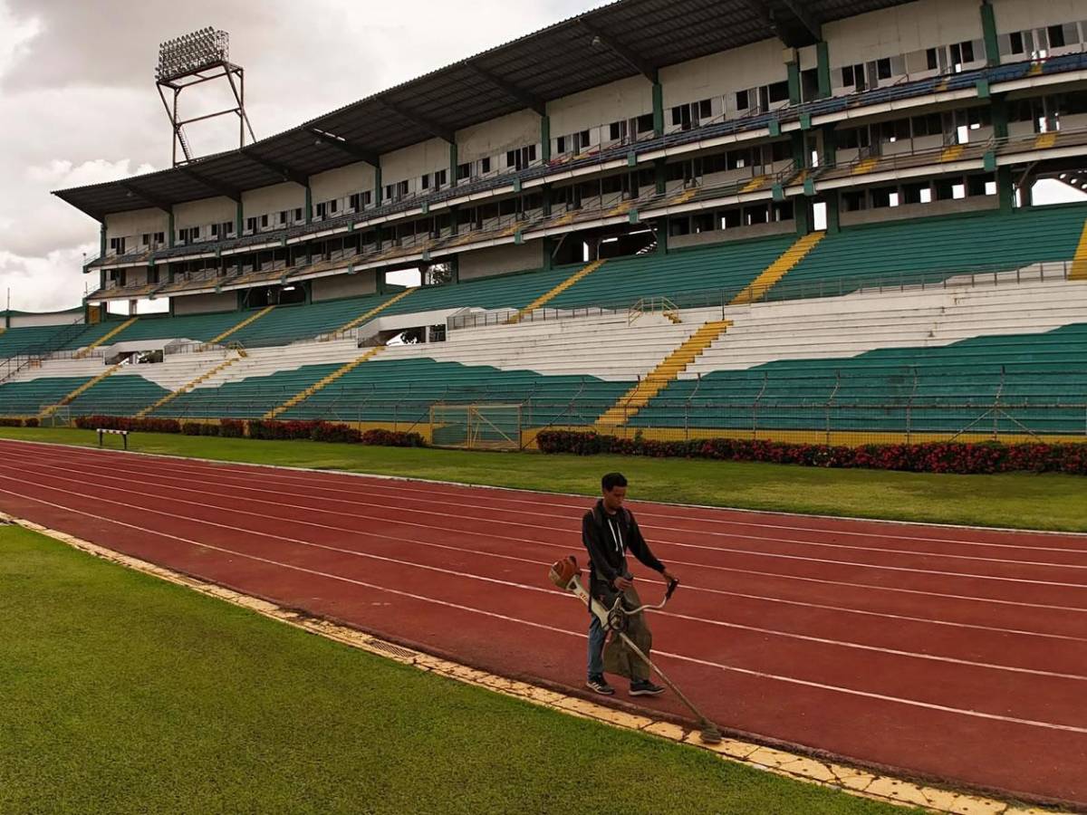 Embellecen estadio Olímpico para la final Marathón - Olimpia: así pulen la grama