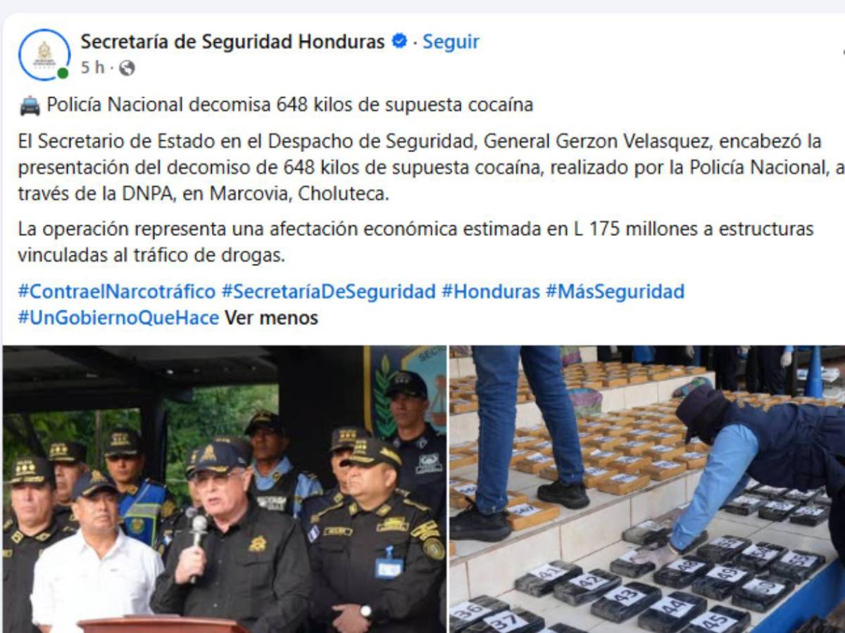 Droga hallada oculta en manglares de una playa en Choluteca está valorada en L175 millones