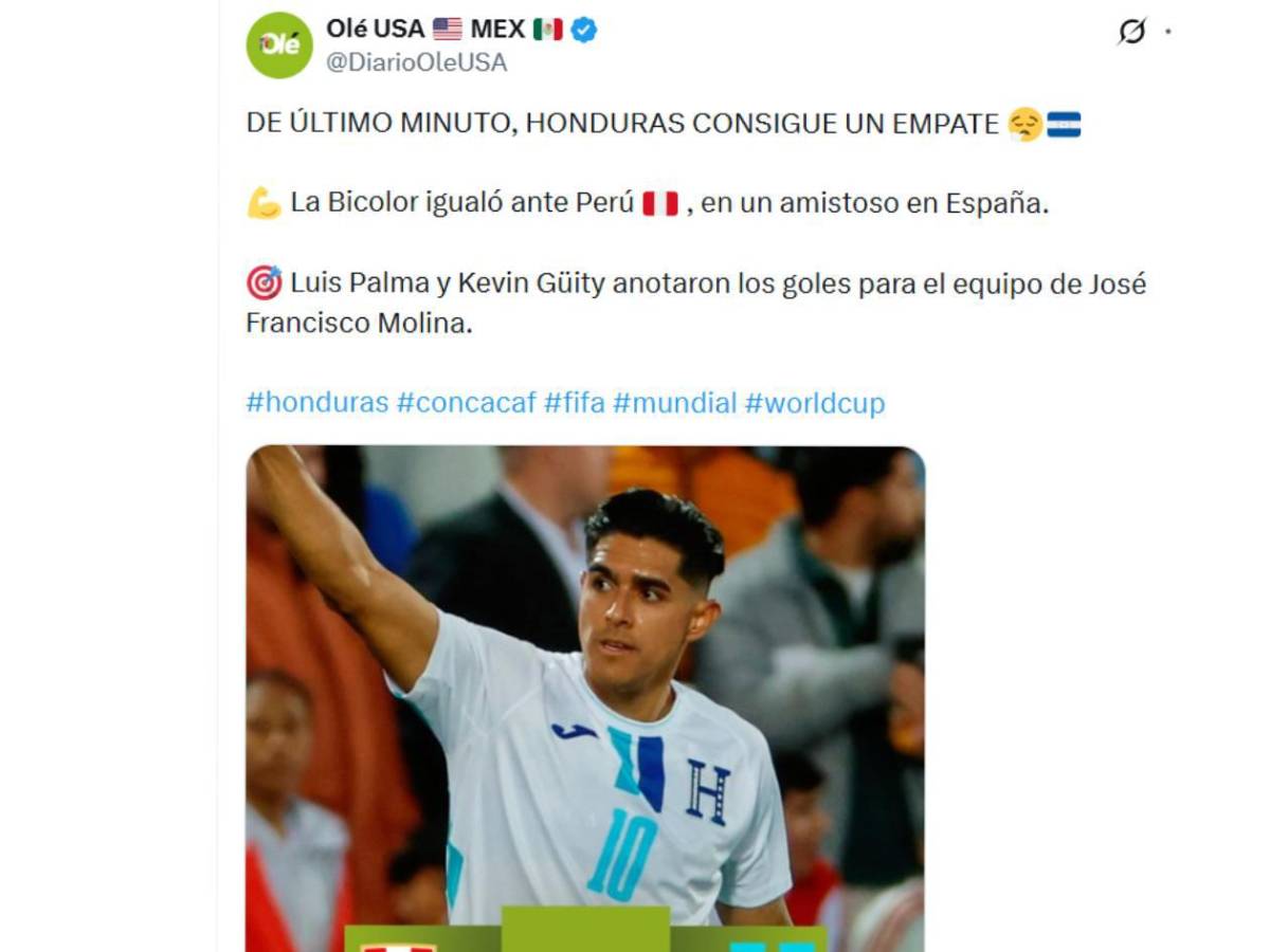 Ilusión en Honduras, sorpresa en Perú y señalan a futbolista tras el amistoso