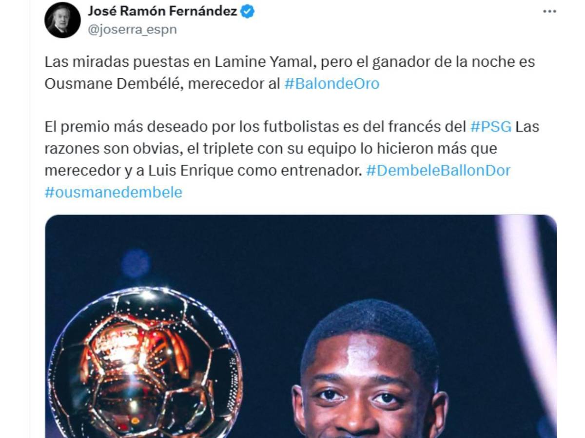 Robo: indignación tras el Balón de Oro ganado por Dembélé a Lamine Yamal