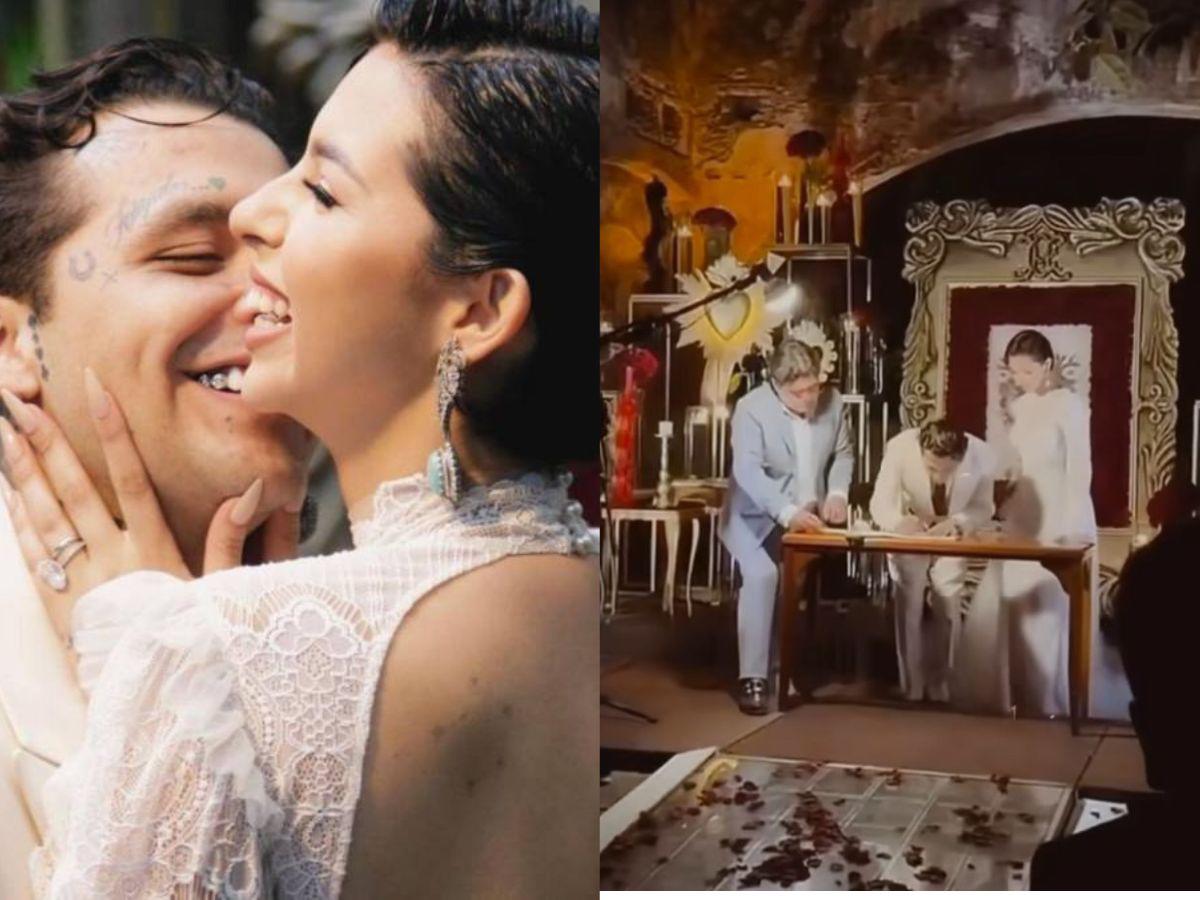 El vídeo nunca antes visto de la polémica boda de Christian Nodal y Angela Aguilar