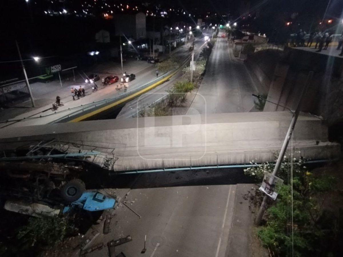 Conductor se salvó de milagro: las imágenes del puente colapsado en Tegucigalpa