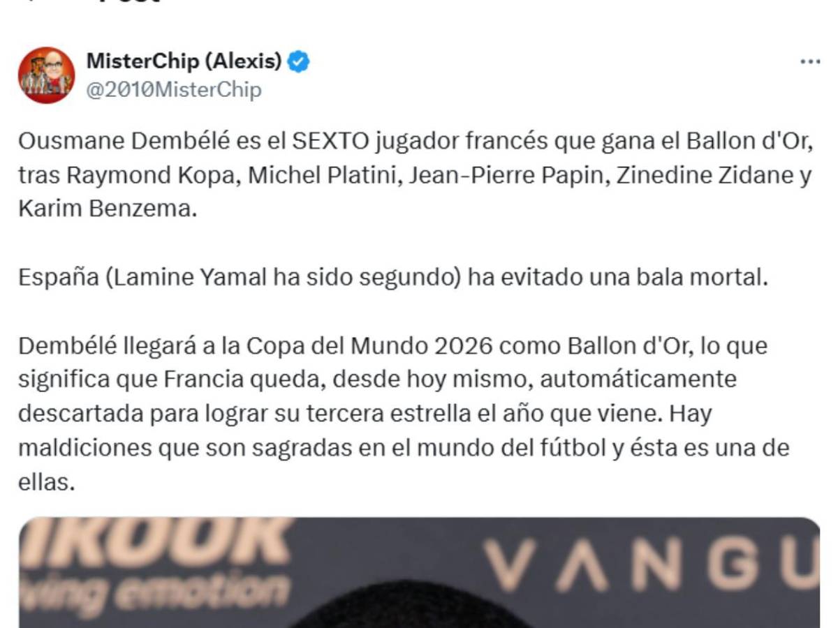 Robo: indignación tras el Balón de Oro ganado por Dembélé a Lamine Yamal