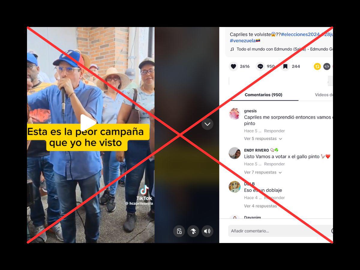 Captura de pantalla a una publicación en Tiktok realizada el 22 de julio de 2024.