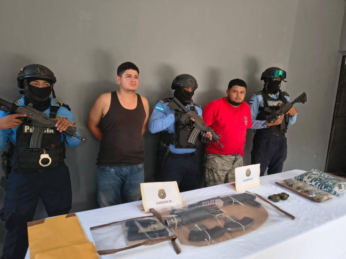 Cae peligrosa célula de la MS-13 con armas de guerra y lanzagranadas en Yoro
