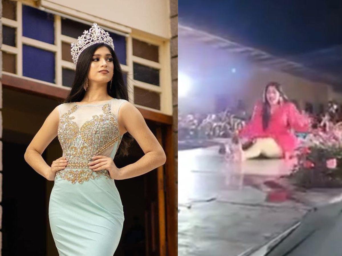 Video: Reina de belleza sufre aparatosa caída en pleno certamen en Choluteca