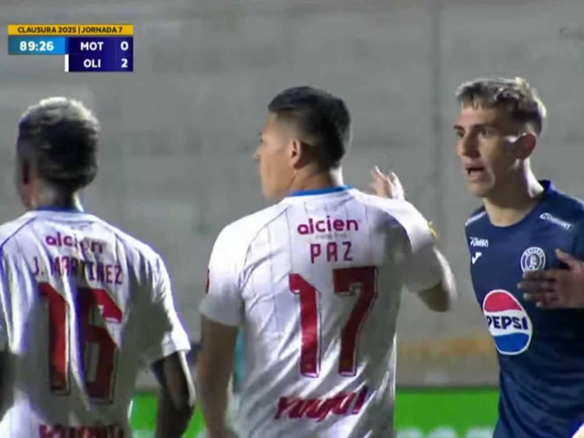 Olimpia amarga a Motagua, bronca y vergonzoso acto de Rodrigo Auzmendi