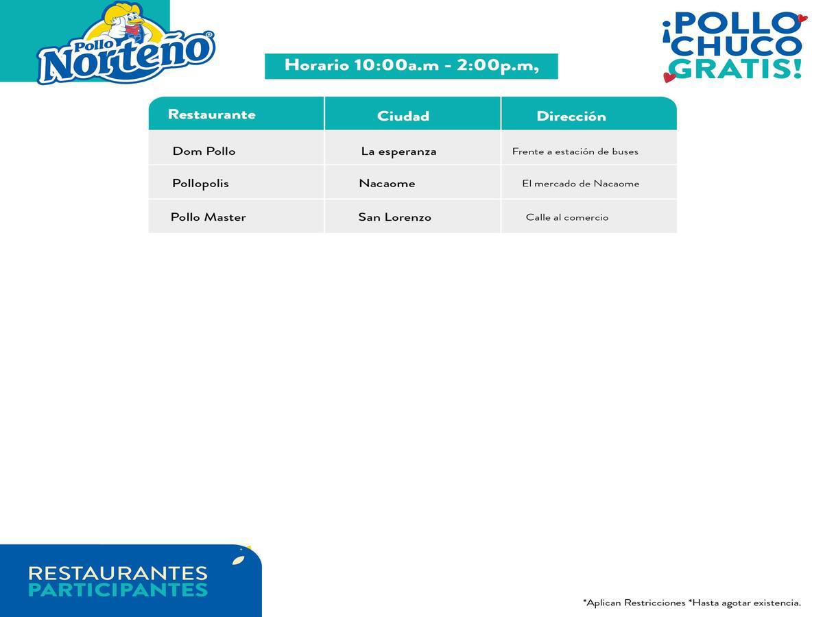 ¡Disfrute de ¡pollo gratis! y el sabor de Pollo Norteño este 14 de febrero