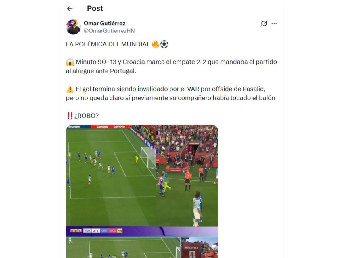 Indignación tras polémica en el Portugal - Croacia: Un robo nunca antes visto