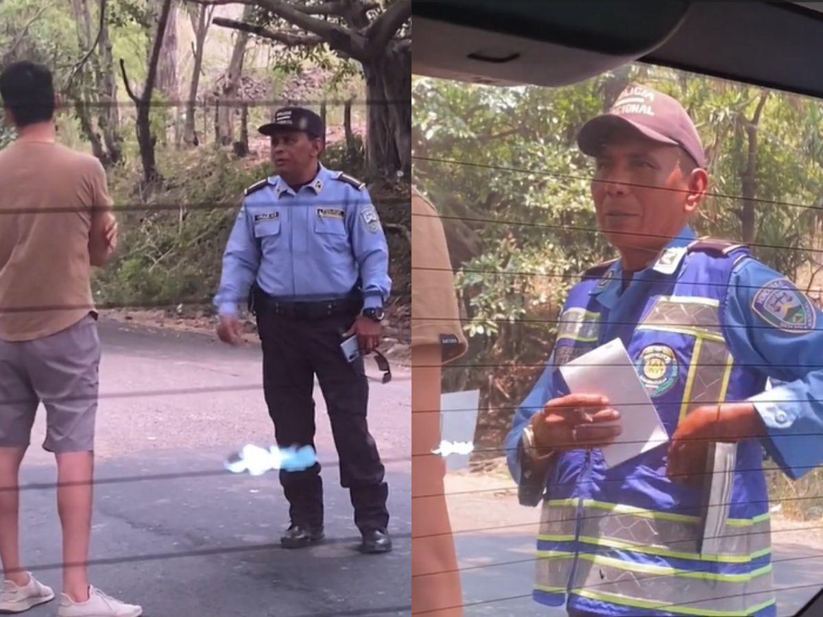 Policías hondureños que pidieron soborno a los guatemaltecos.