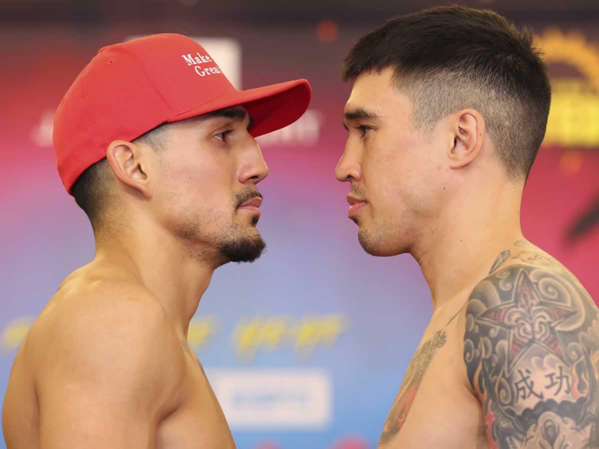 Así fue el tenso careo entre Teófimo López y Steve Claggett tras cumplir pesaje