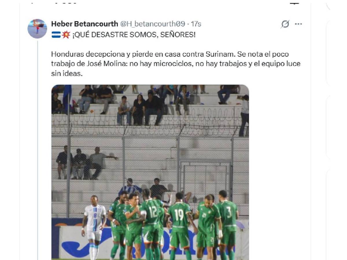 Enfado, señalan a dos y una preocupación tras penosa derrota de Honduras ante Surinam