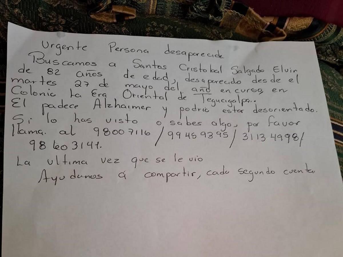Anciano con alzheimer es hallado sin vida tras 75 días perdido en Tegucigalpa