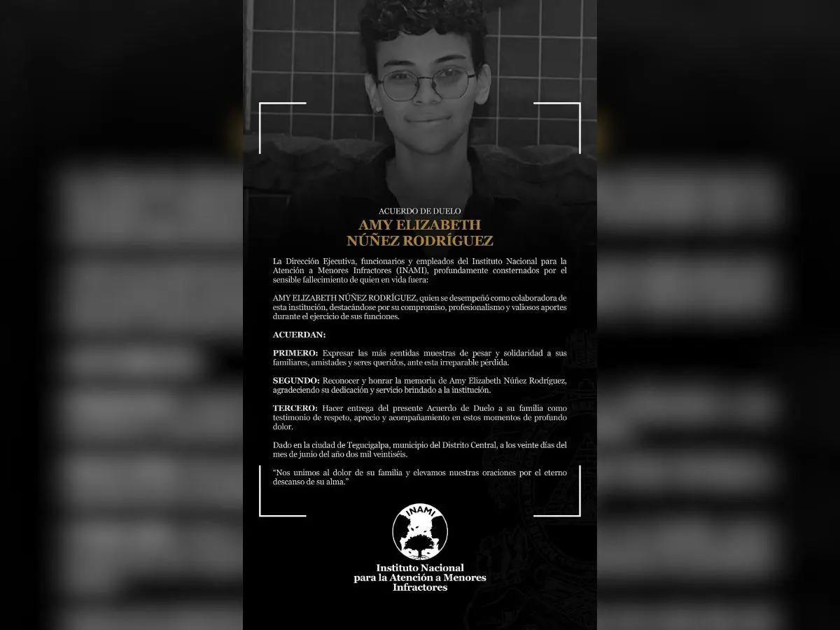 Detalles detrás del caso de Amy Núñez, joven funcionaria que fue asesinada en Comayagüela