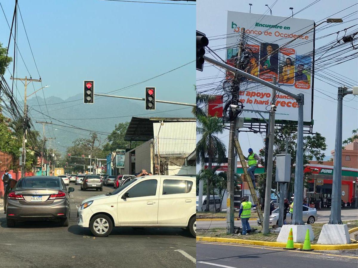 Caos en San Pedro Sula por semáforos desprogramados
