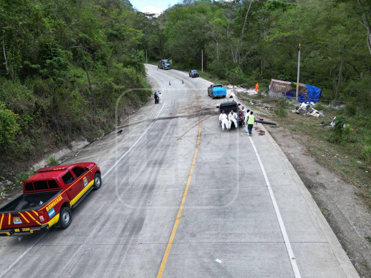 Así quedó la escena del accidente en Quimistán: resguardada por presencia de cianuro