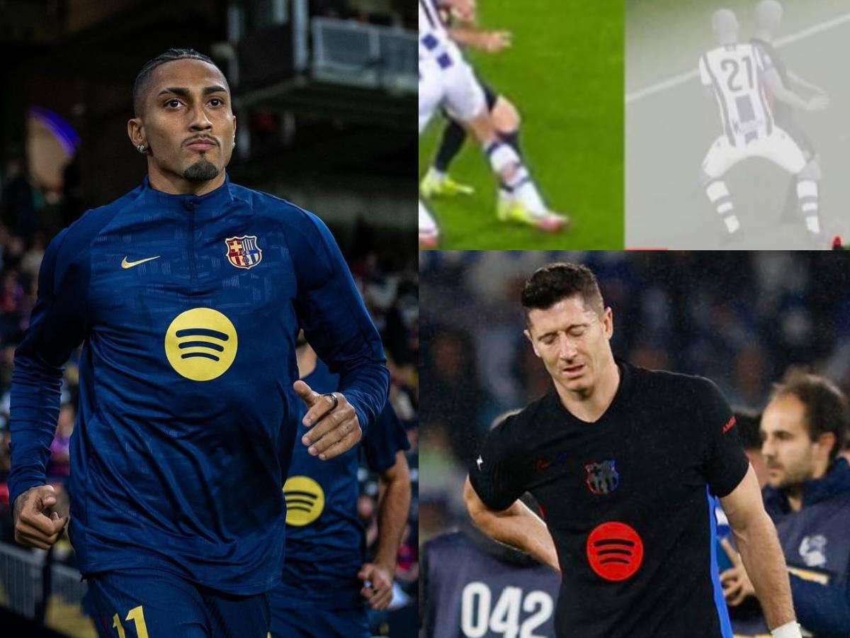 La burla de Raphinha tras polémico gol anulado a Lewandowski ante Real Sociedad