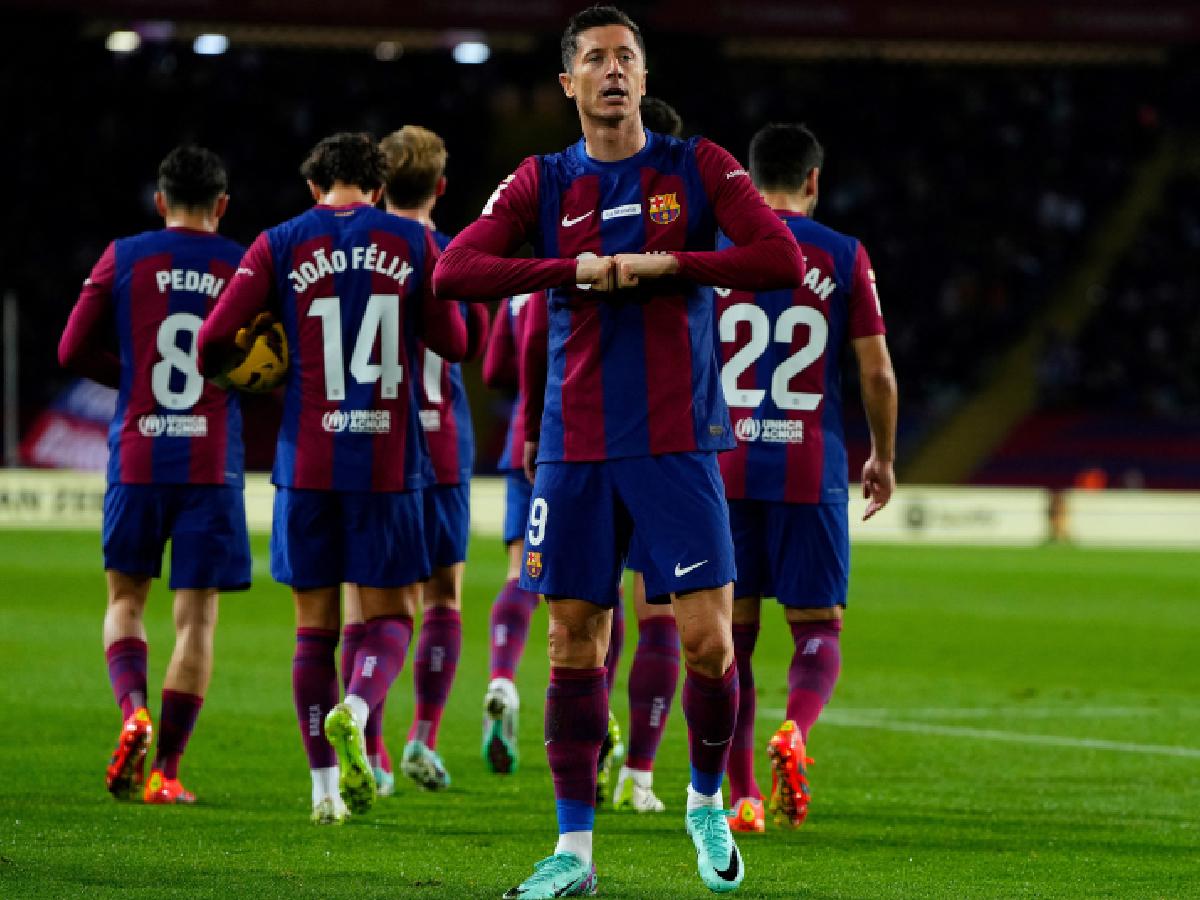 Lewandowski fue el anotador del primer tanto del Barcelona ante Girona.