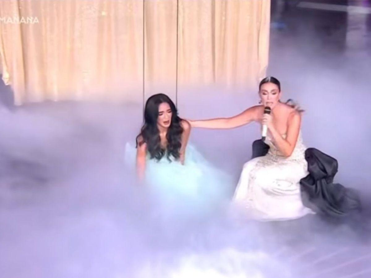 Candidata a Miss Universo Latina sufre fuerte accidente en pleno programa