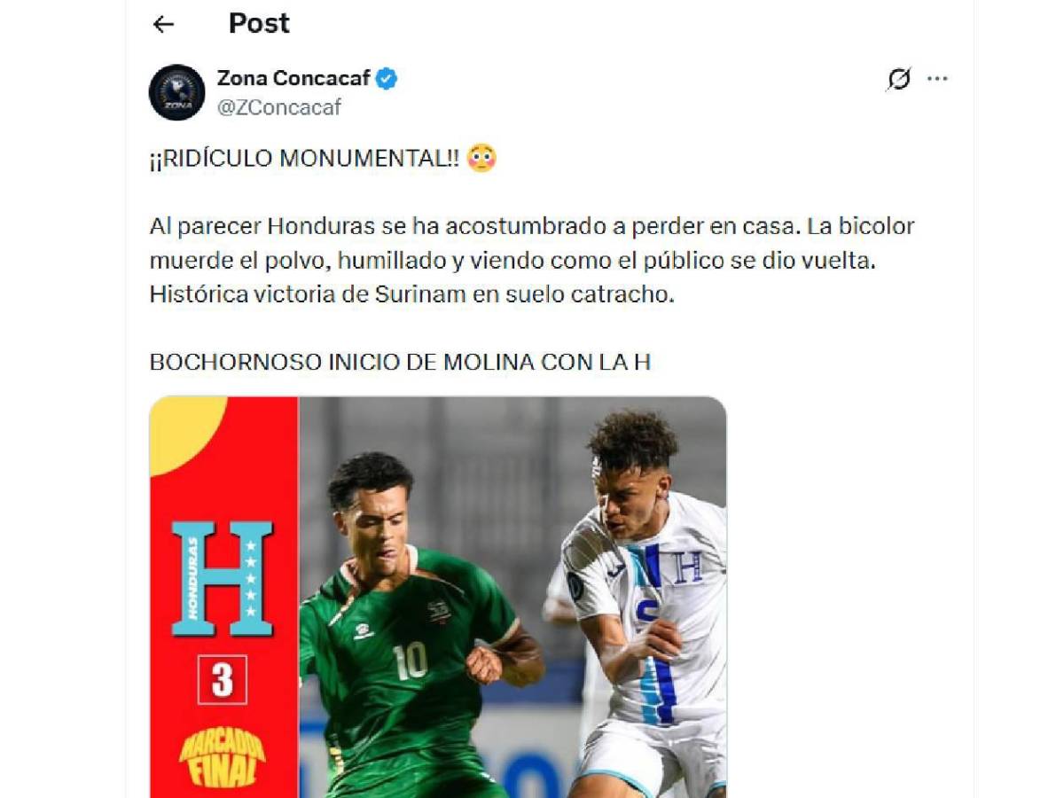 Enfado, señalan a dos y una preocupación tras penosa derrota de Honduras ante Surinam