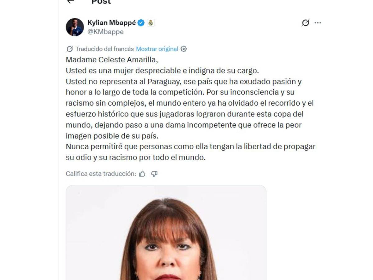 Mbappé explota contra senadora que lo atacó y lanza advertencia: Usted es despreciable