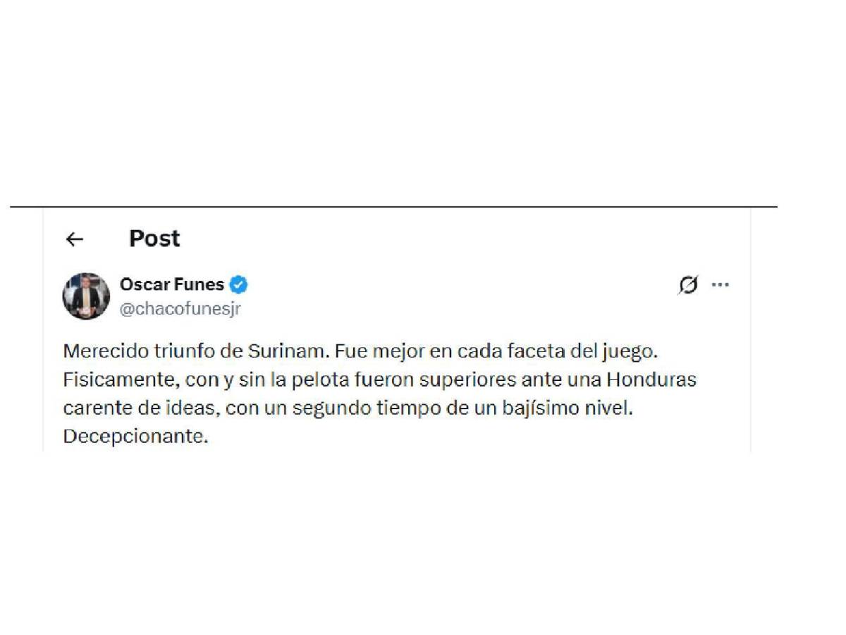 Enfado, señalan a dos y una preocupación tras penosa derrota de Honduras ante Surinam