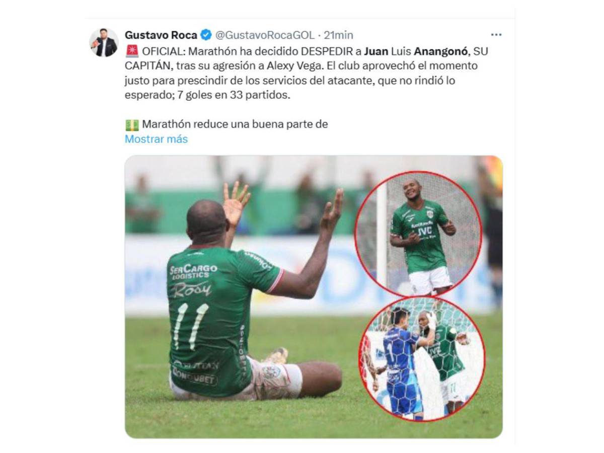 Reacción de la prensa hondureña tras salida de Anangonó del Marathón