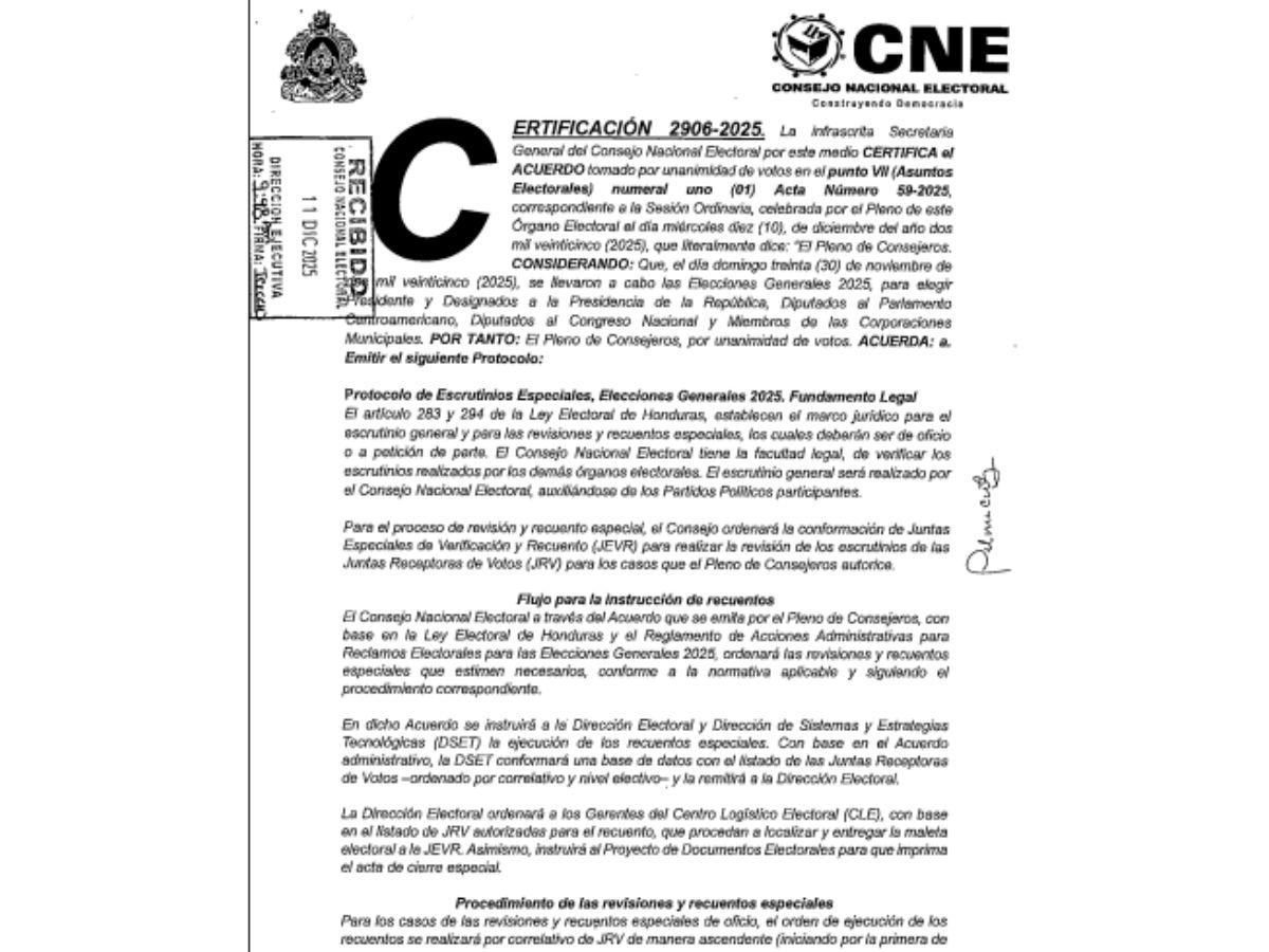 ¿Cómo se realizará el protocolo para escrutinios especiales de las elecciones generales?