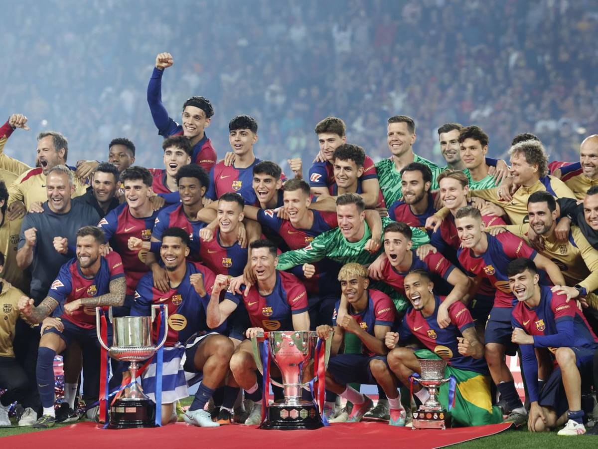 Barcelona festeja los títulos ante su afición, show de Lamine y Gavi presume a su novia