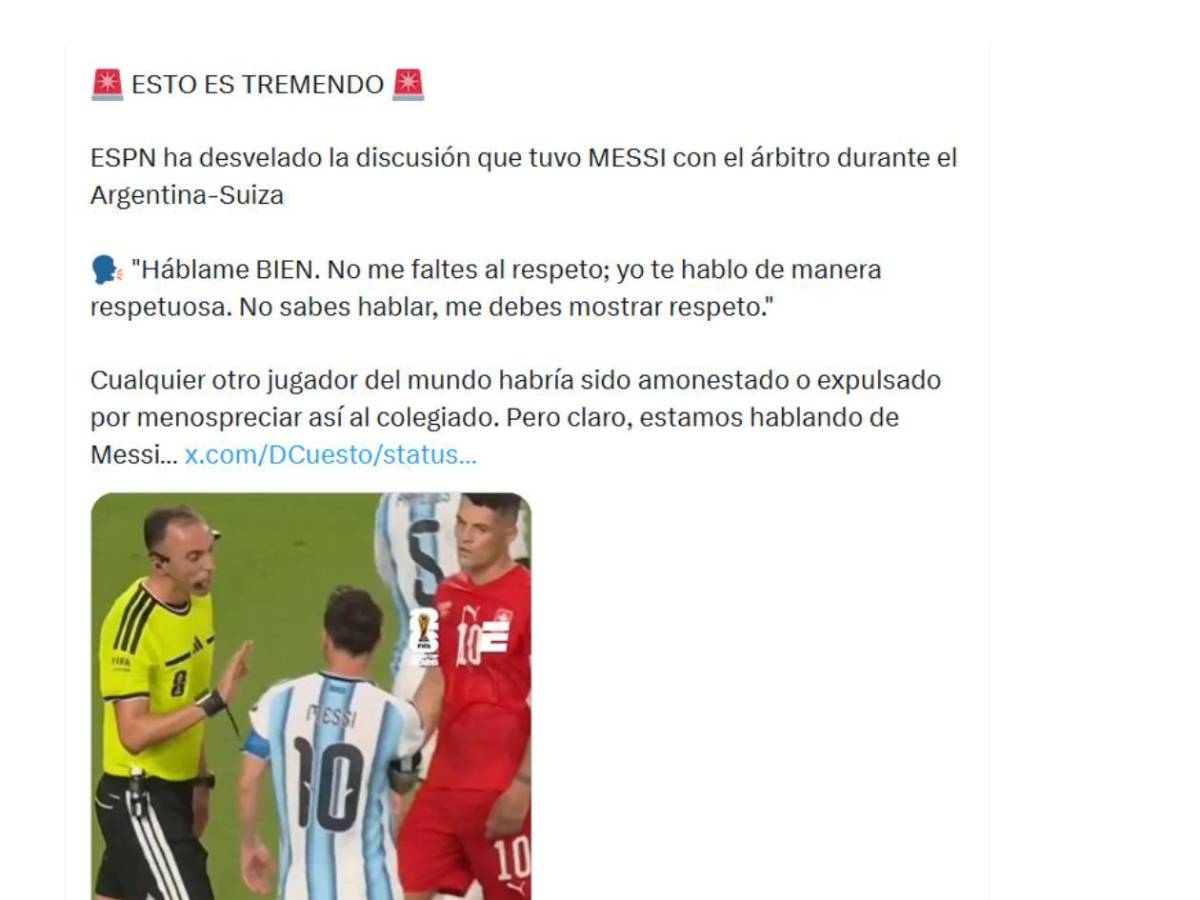 Escándalo tras conocerse lo que Messi le dijo al árbitro del Argentina - Suiza: Yo te hablé bien