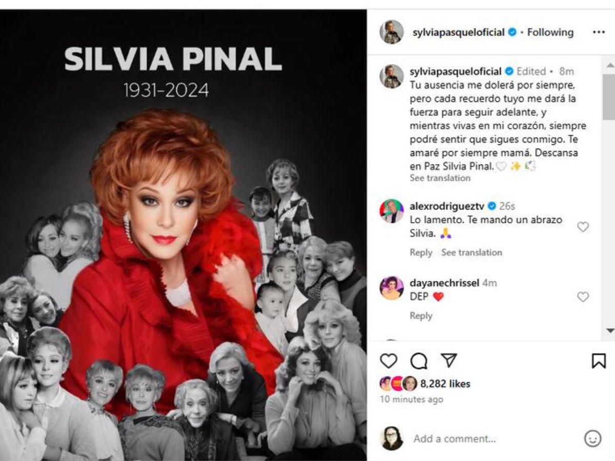 Mensaje publicado en la cuenta de Instagram de Sylvia Pasquel.