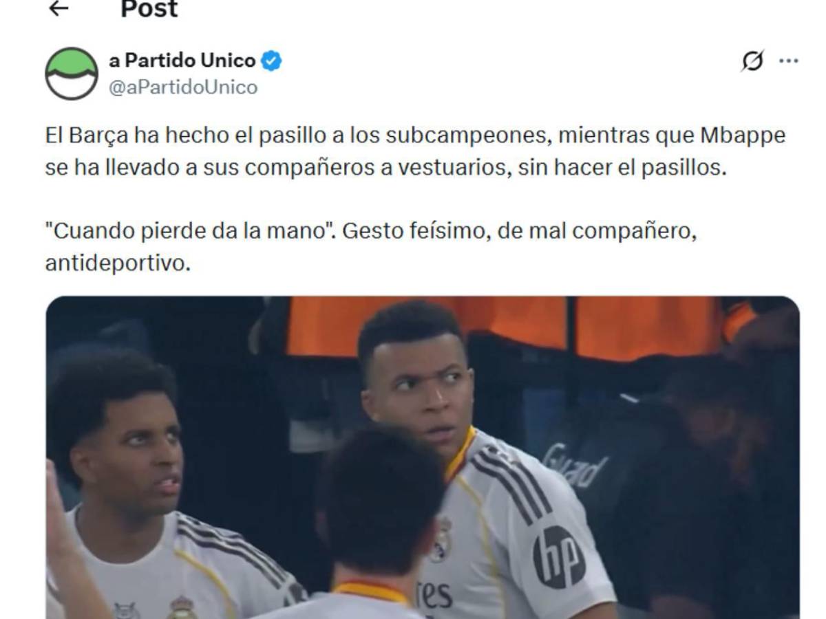 Real Madrid explica por qué Mbappé hizo gesto antideportivo ante Barcelona