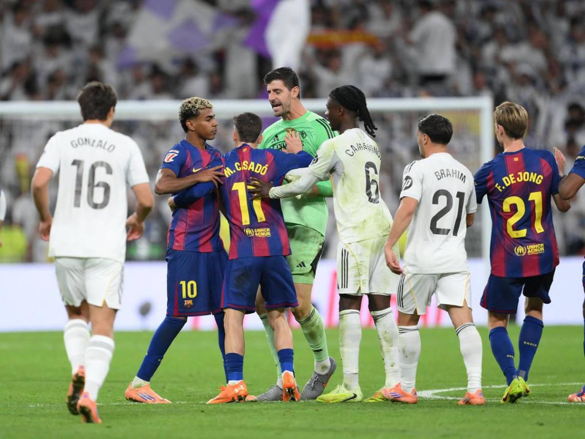 Real Madrid festeja, bronca, Lamine invita a pelear a Courtois y Vinicius hace arder al Barcelona