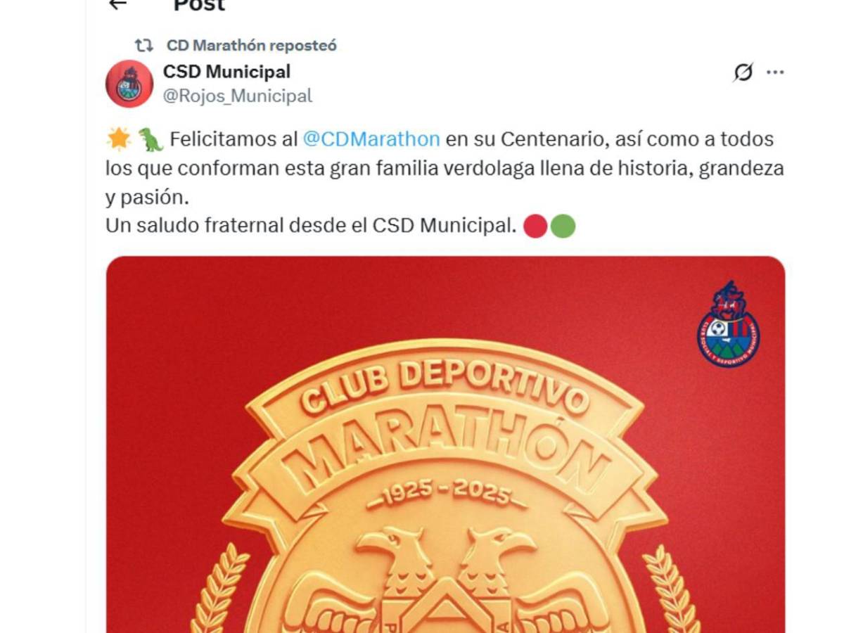 Real Madrid sorprendió al Marathón por sus históricos 100 años