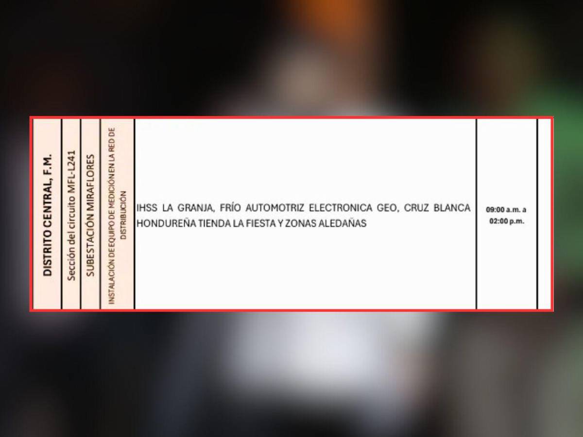 Miércoles sin electricidad en seis municipios de Honduras
